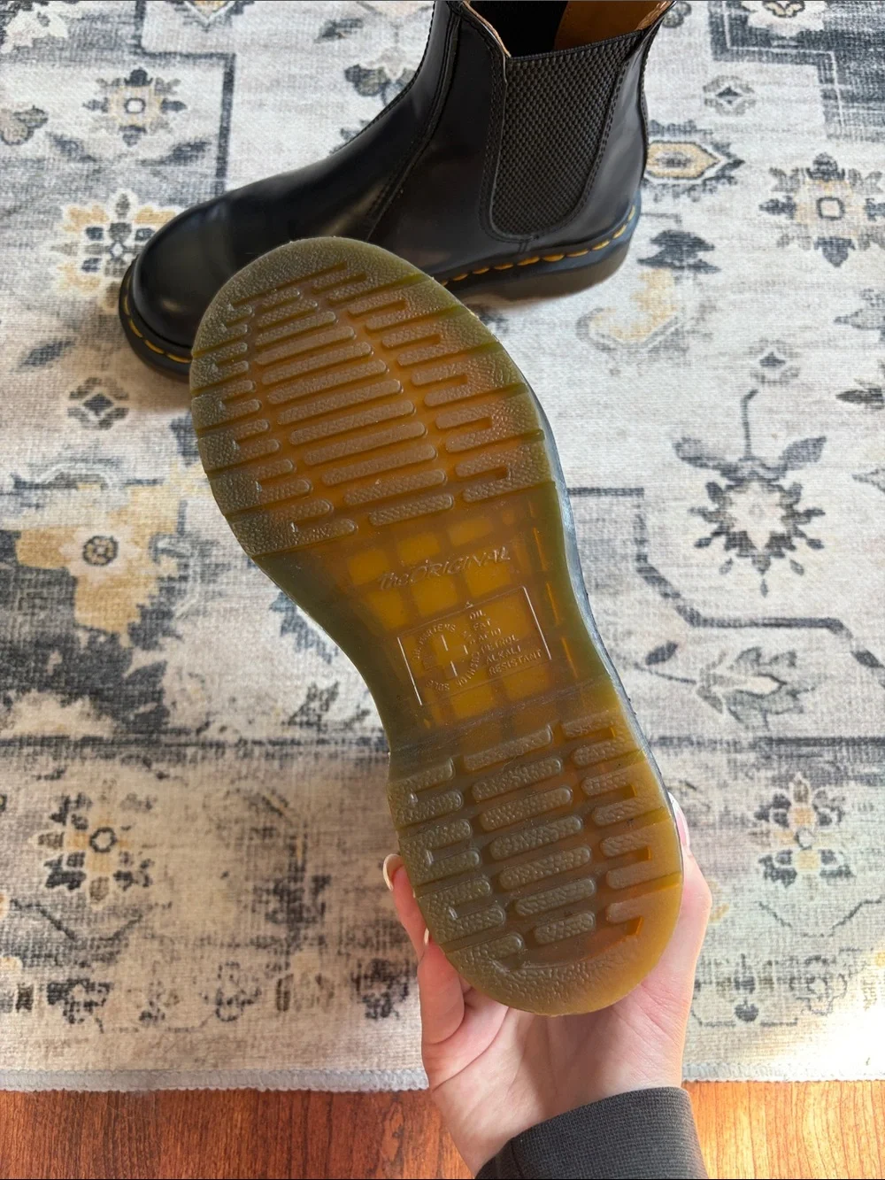 Dr. Martens Black Chelsea Ankle Boots with Yellow Stitching